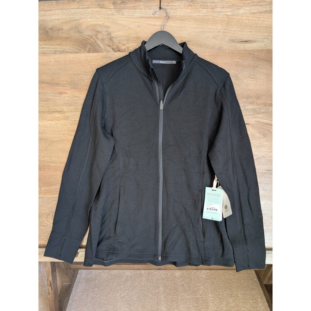Ibex Shak Jacket Womens XL Black Merino Wool Regular Long Sleeve Full Zip NWT